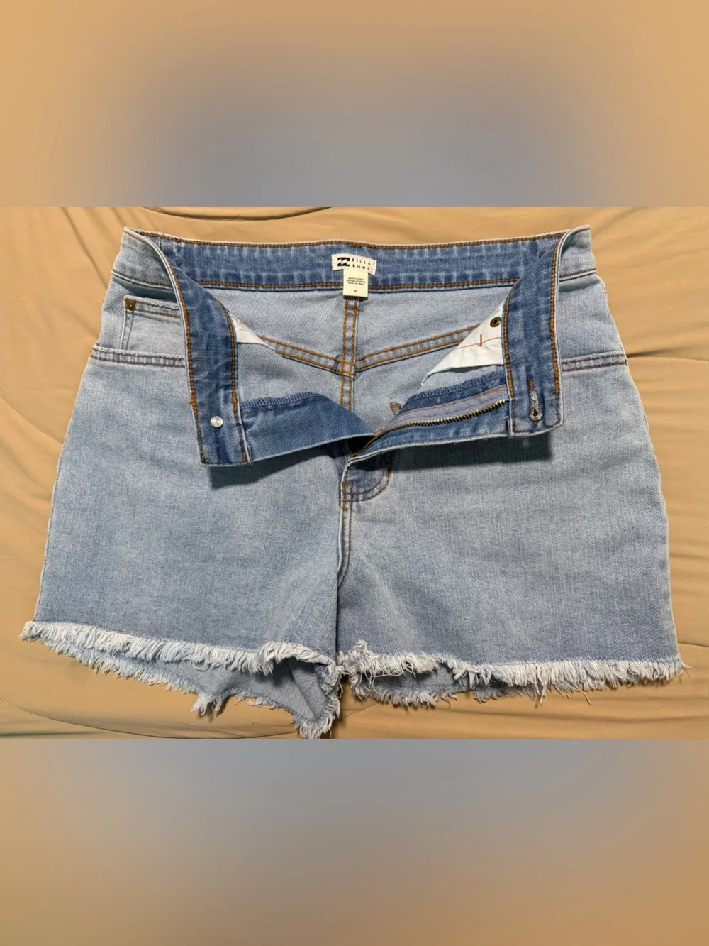 Billabong Light Blue Frayed Hem Denim Shorts